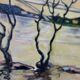 Peinture à l'huile sur toile suédoise originale « Côté eau »