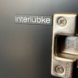 Meuble Interlübke en MDF noir avec tiroirs bleus, design allemand des années 1980