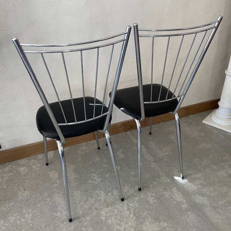 Paire de chaises métal  - simili