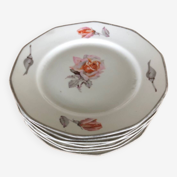 6 assiettes a dessert PL France motifs floral