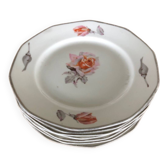 6 assiettes a dessert PL France motifs floral