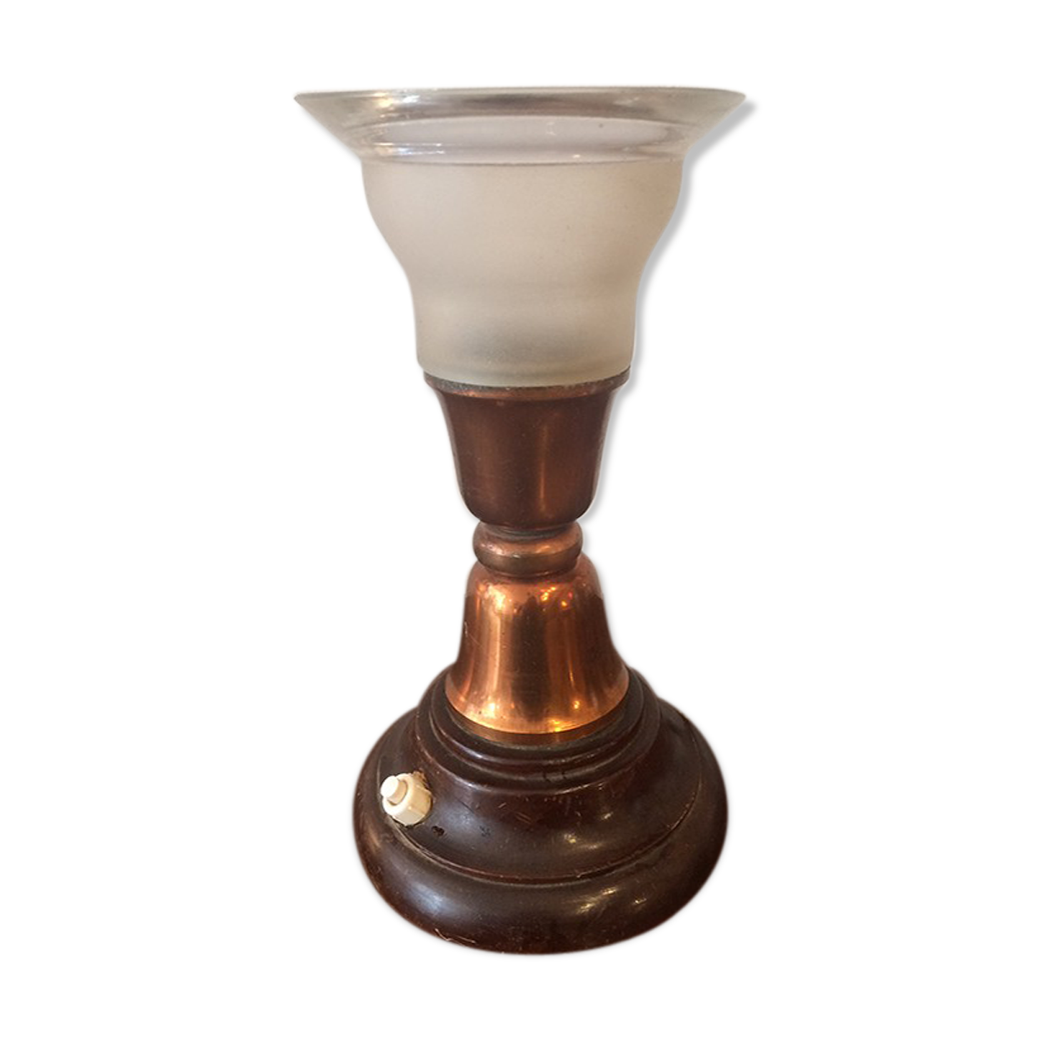 Metal and glass wooden desk lamp 1940