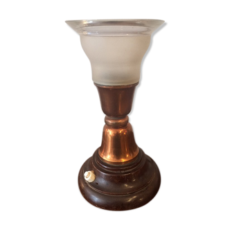 Metal and glass wooden desk lamp 1940