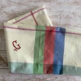Antique square tablecloth monogrammed G - 130x130cm - cotton
