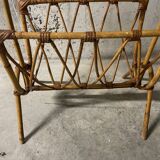 60s rattan magazine rack