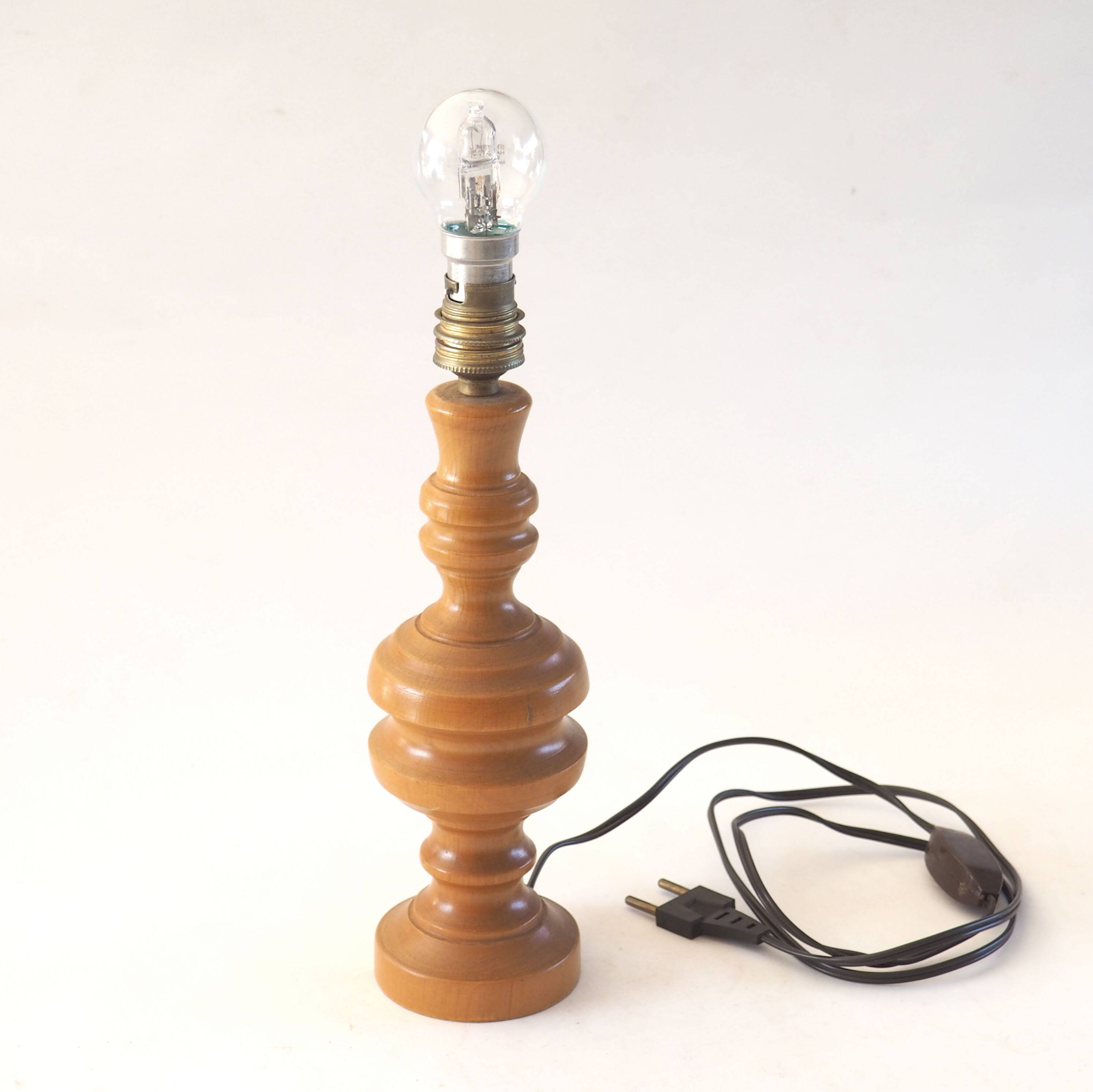 Turned wooden lamp base