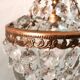 Lustre montgolfière bronze doré et pampilles en cristal