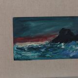 Original Mid Century Swedish Oil on Panel – “Waves” by Louis Zelig – Signed