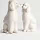 White Hand-Painted Porcelain Poodle Dogs by Lomonosov, Soviet, 1960s, Set of 2