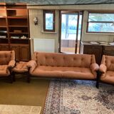 Rare set by JEAN GILLON, TIJUCA salon - 5 pieces - rosewood & leather