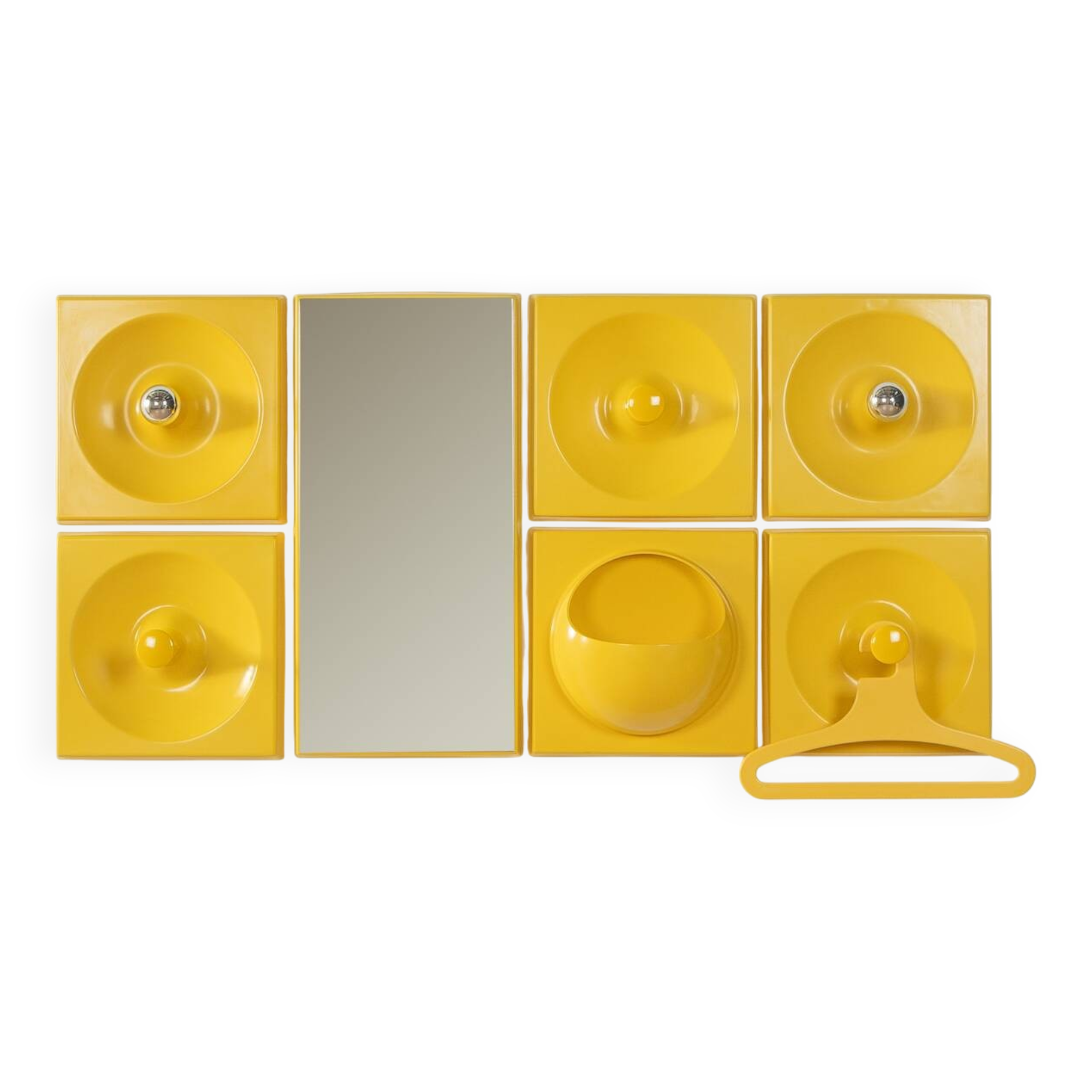 Eight-piece Space Age QUADRO coat rack set by Jürgen Lange for Schönbuch, 1970s