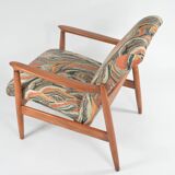 Scandinavian style armchair with terracotta patterns