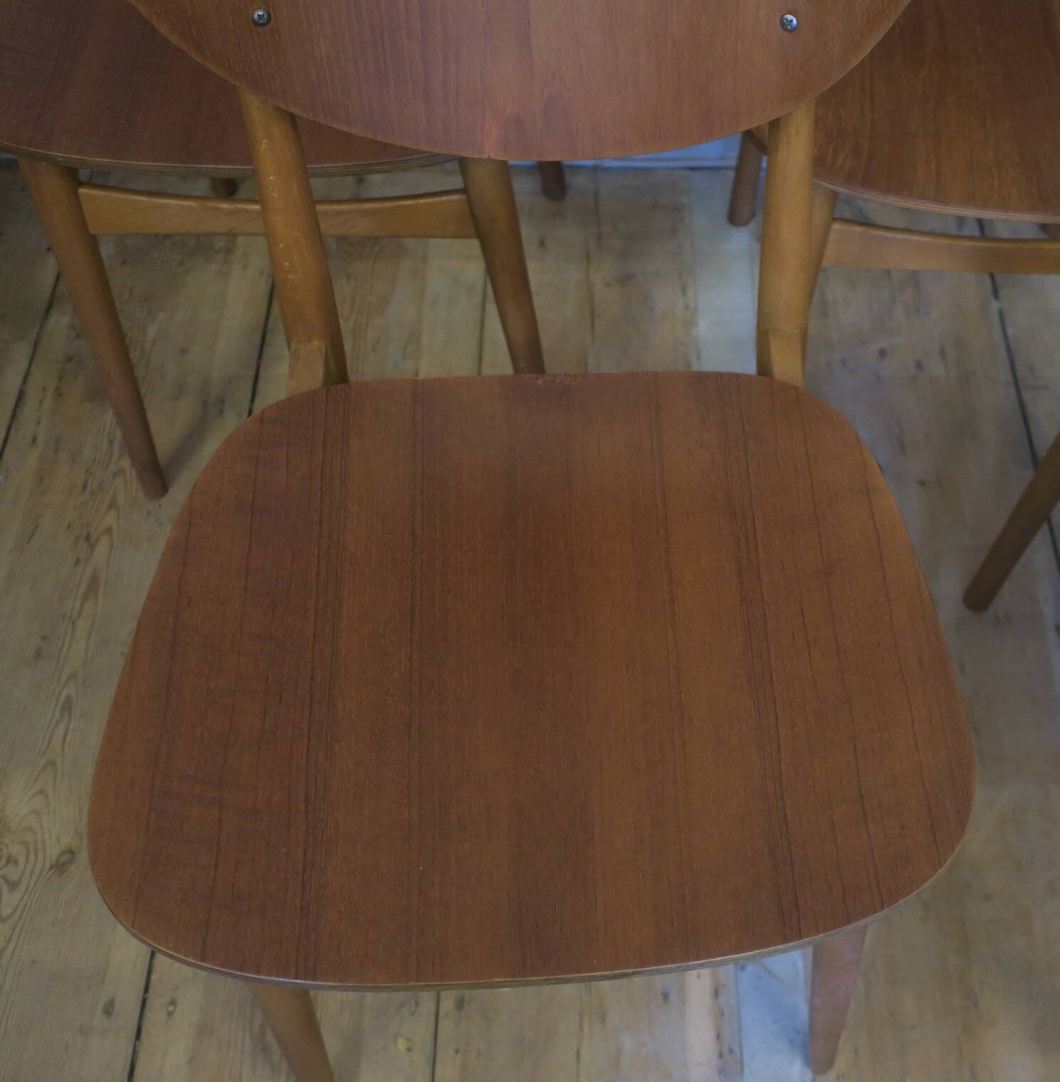 Set of 4 teak butterfly dining chairs, 1960s