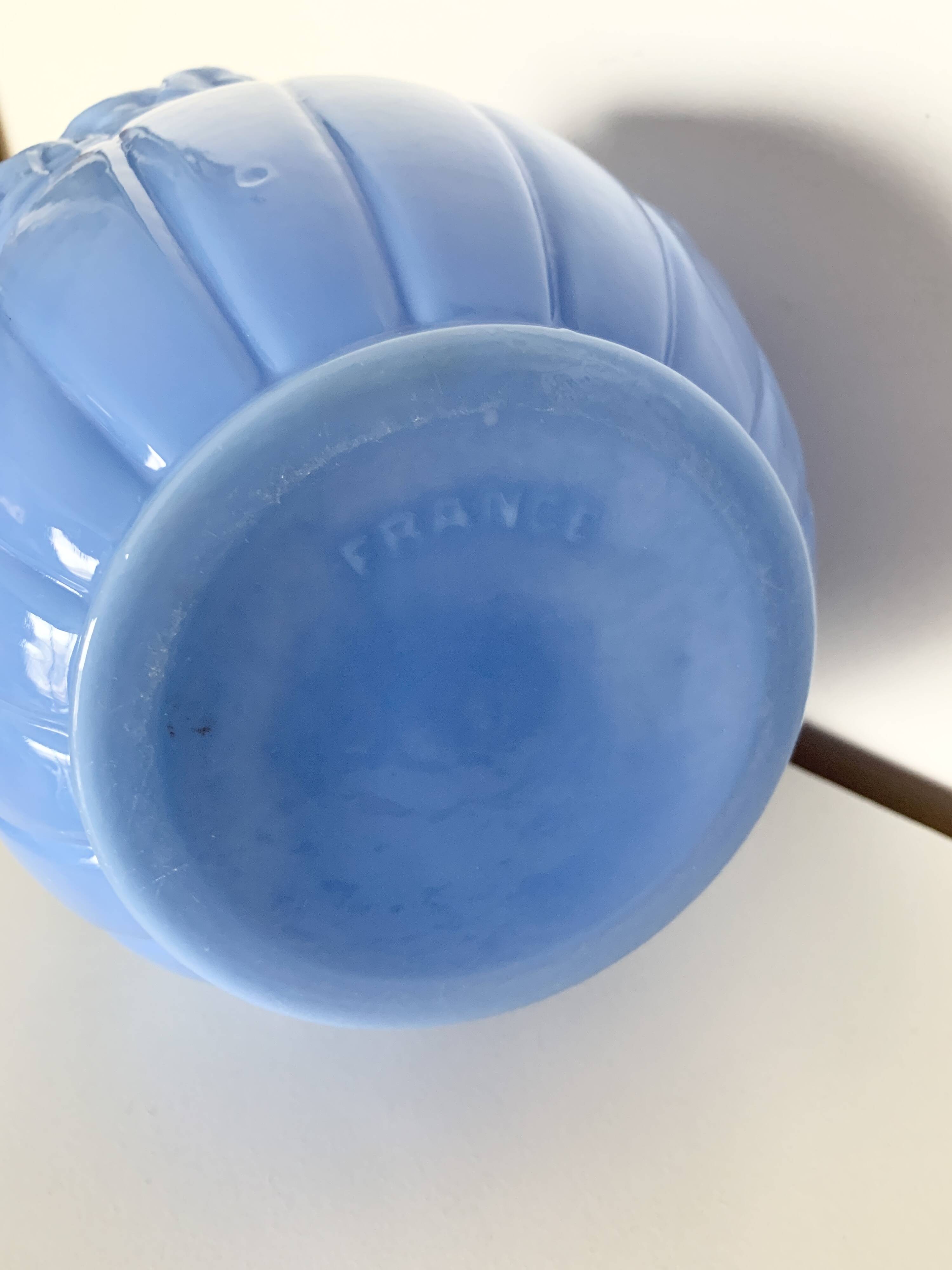 Art Deco vase in blue opaline glass