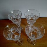 Lot of 4 small cut crystal walking glasses