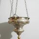 Ancient sanctuary lamp, silver-plated brass, winged angel, 130 cm.