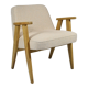Fauteuil original 366 designer J.Chierowski années 1960, beige, bois de chêne
