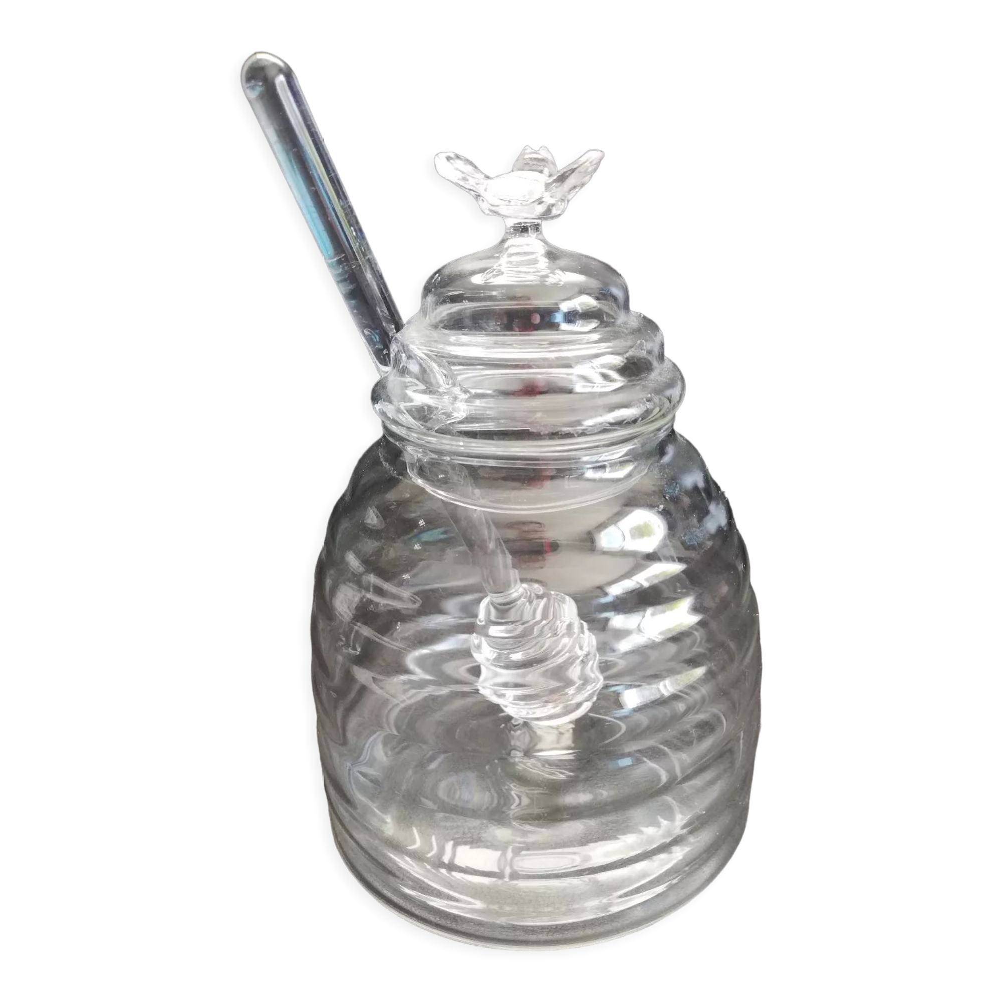 Glass honey pot