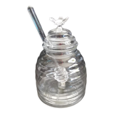 Glass honey pot