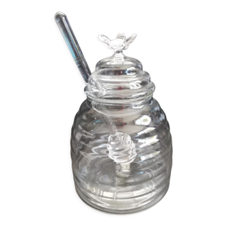 Glass honey pot
