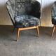Set of vintage grey fabric armchairs, lacquered structure from the 1960s Arts & Crafts.
