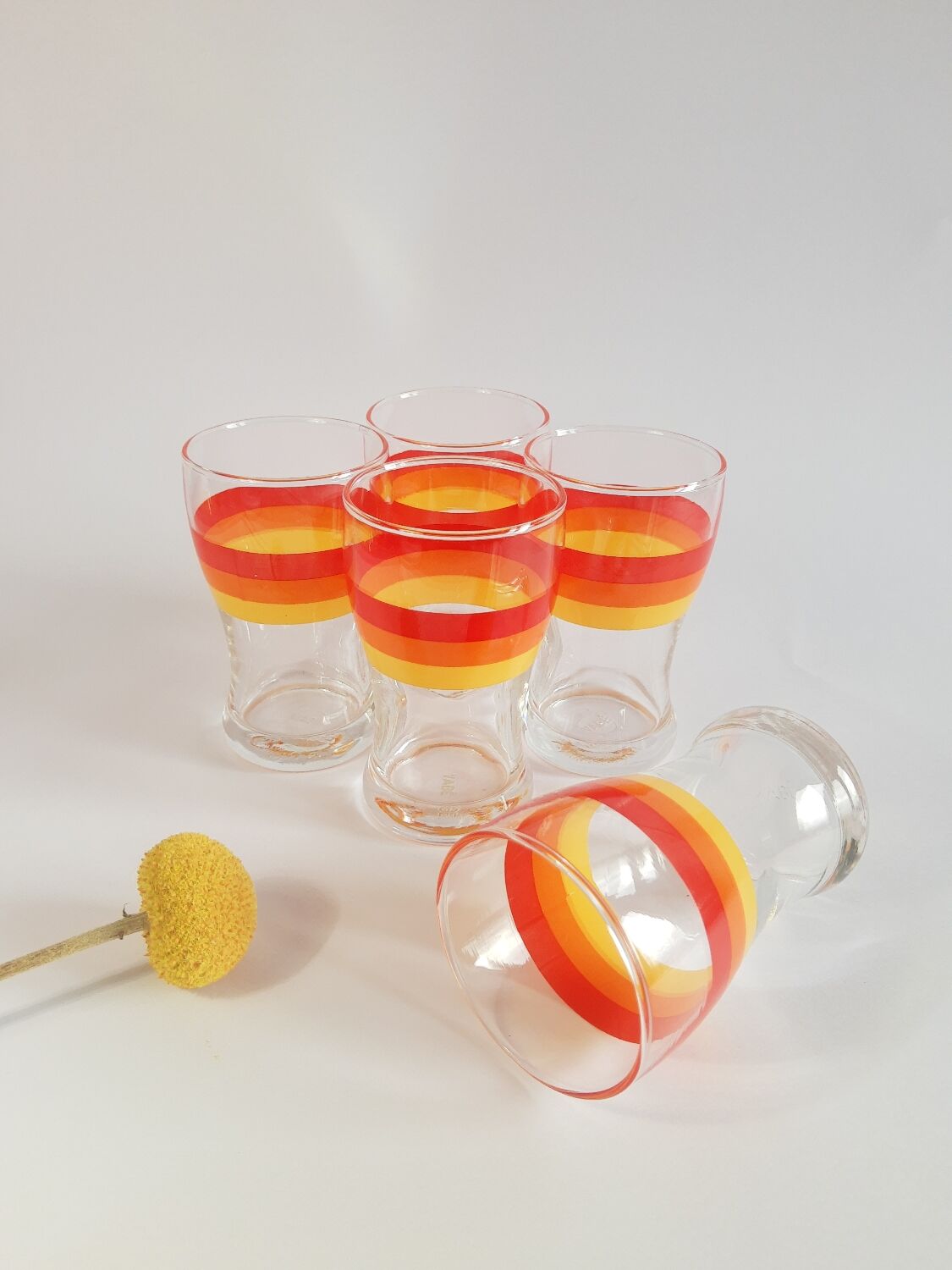 Set of 5 glasses with advertising aperitifs Vabé 1970 vintage