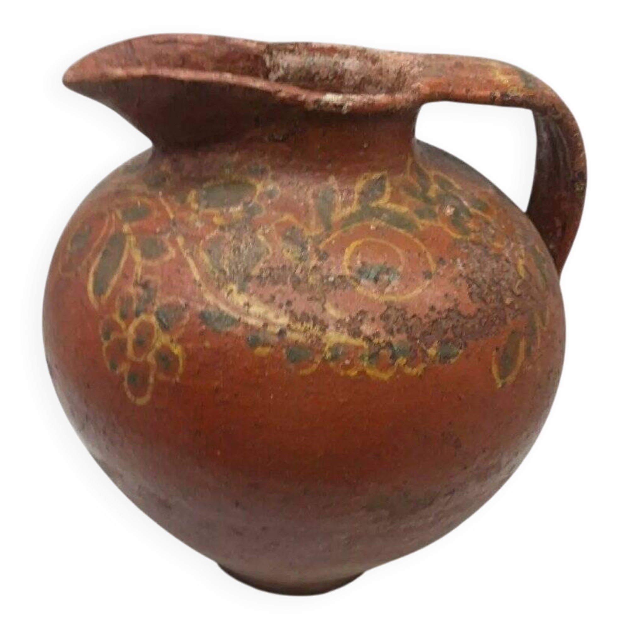 Vase, pichet ancien en terre cuite vernissée, Toscane Italie XVIIème siècle