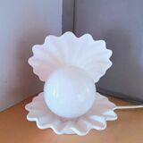 Ceramic and opaline shell lamp from the 80s