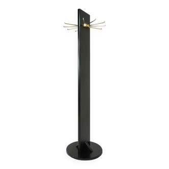 Swivel coat rack in black lacquered wood and brass