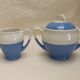 Vintage Ceranord coffee service pot coffee maker sugar bowl blue white