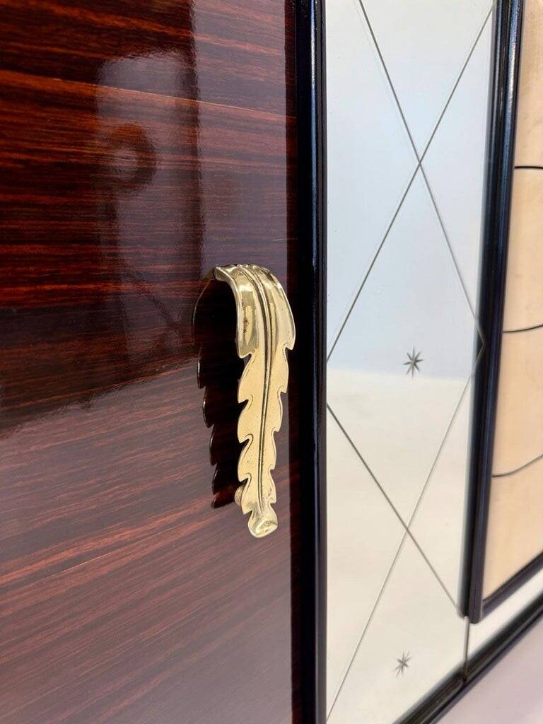 Italian 1940s Art Deco Sideboard in Macassar, Parchment, Attr. Osvaldo Bors