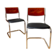 Paire de chaises en nubuck, skaï et aluminium chromé