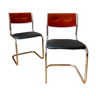 Pair of chairs in nubuck, skai and chrome aluminum