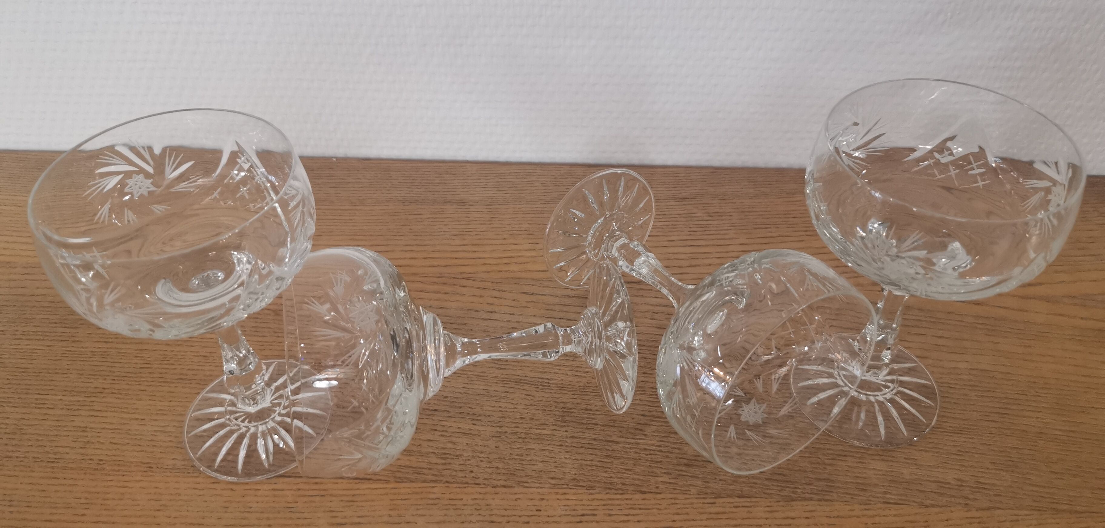 Cut crystal champagne glasses