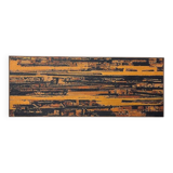 Orange and black abstract painting, oil on panel, Serge Detriaux, 1998