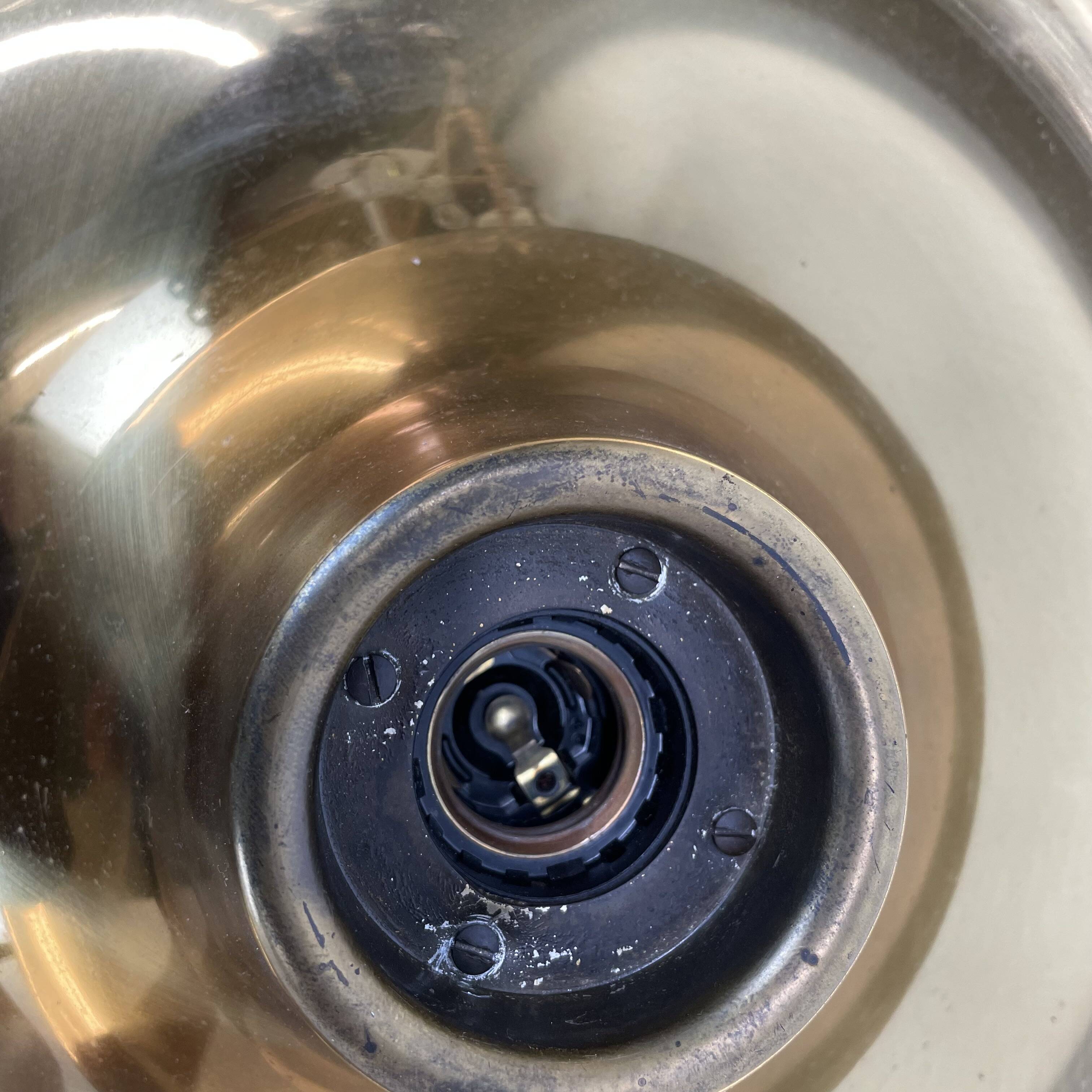 Large 39cm golden charlotte perriand style disc wall lights, germany 1960s