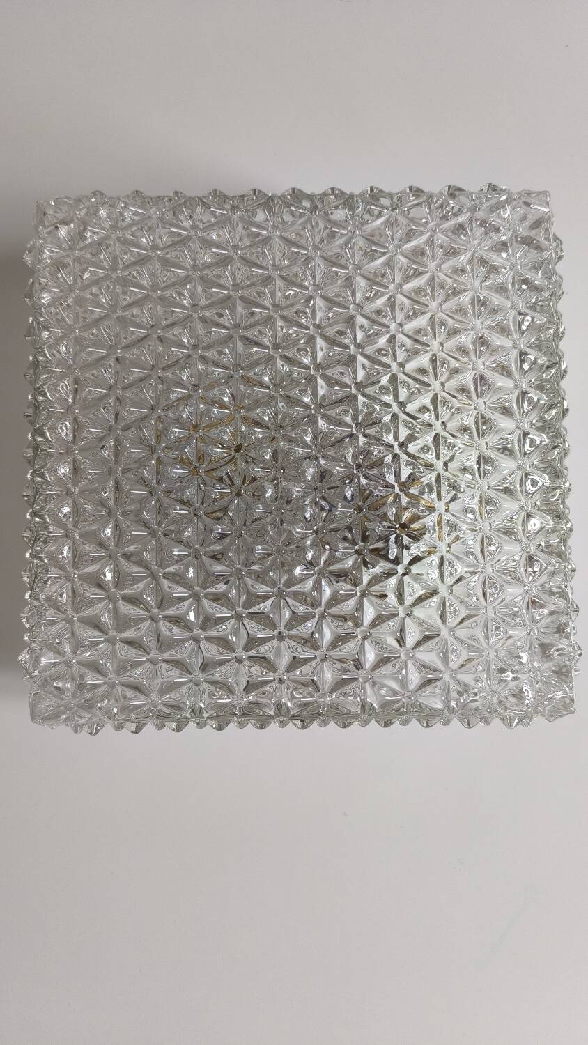 Plafonnier en verre ciselé des années 60