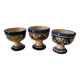 Trio of Moroccan ceramic egg cups from Fez, stamped