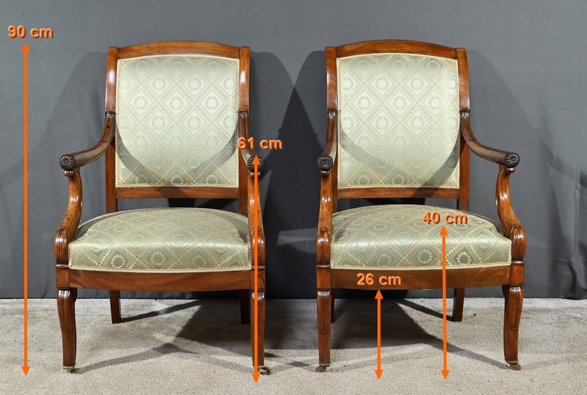 Paire de Fauteuils à Crosses en Acajou, époque Restauration – Début XIXe