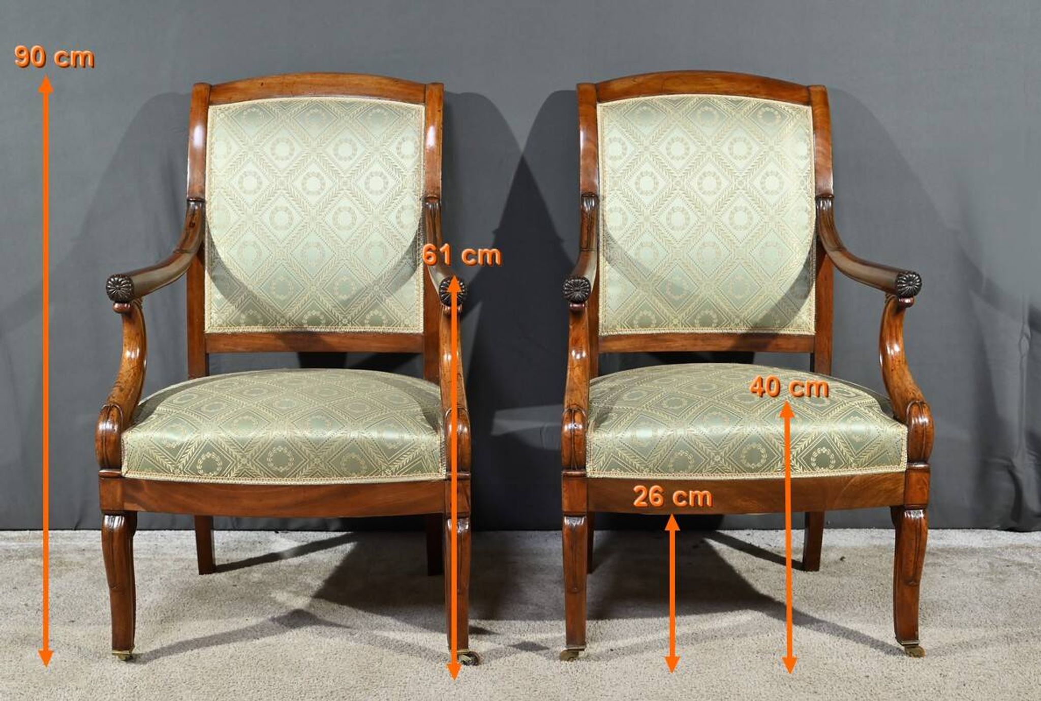 Pair of Crossed Armchairs in Mahogany, Restoration Period – Early 19th Century
