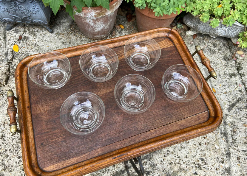 Pop-up Christmas 2022 - Set of 6 vintage champagne glasses in engraved crystal 1950