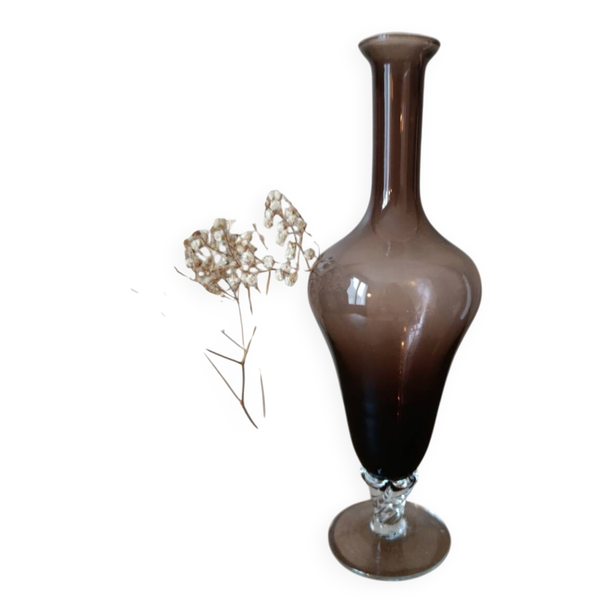 Vintage smoked blown glass vase from Empoli
