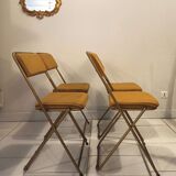 Foldable Lafuma chairs striped fabric and golden base