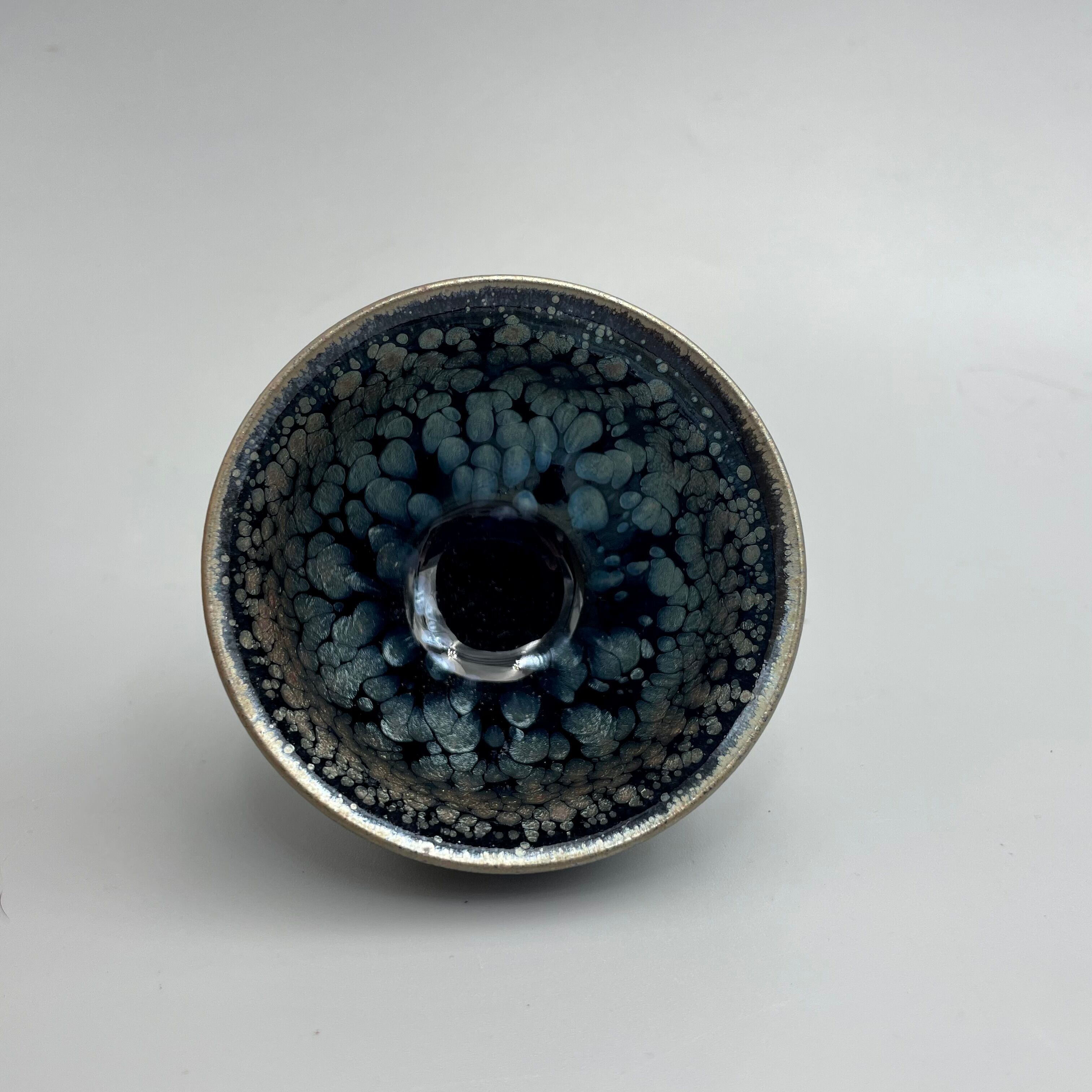 Set 2 tea bowls Tenmokus Chinese ceramic glazed enamel hand painted