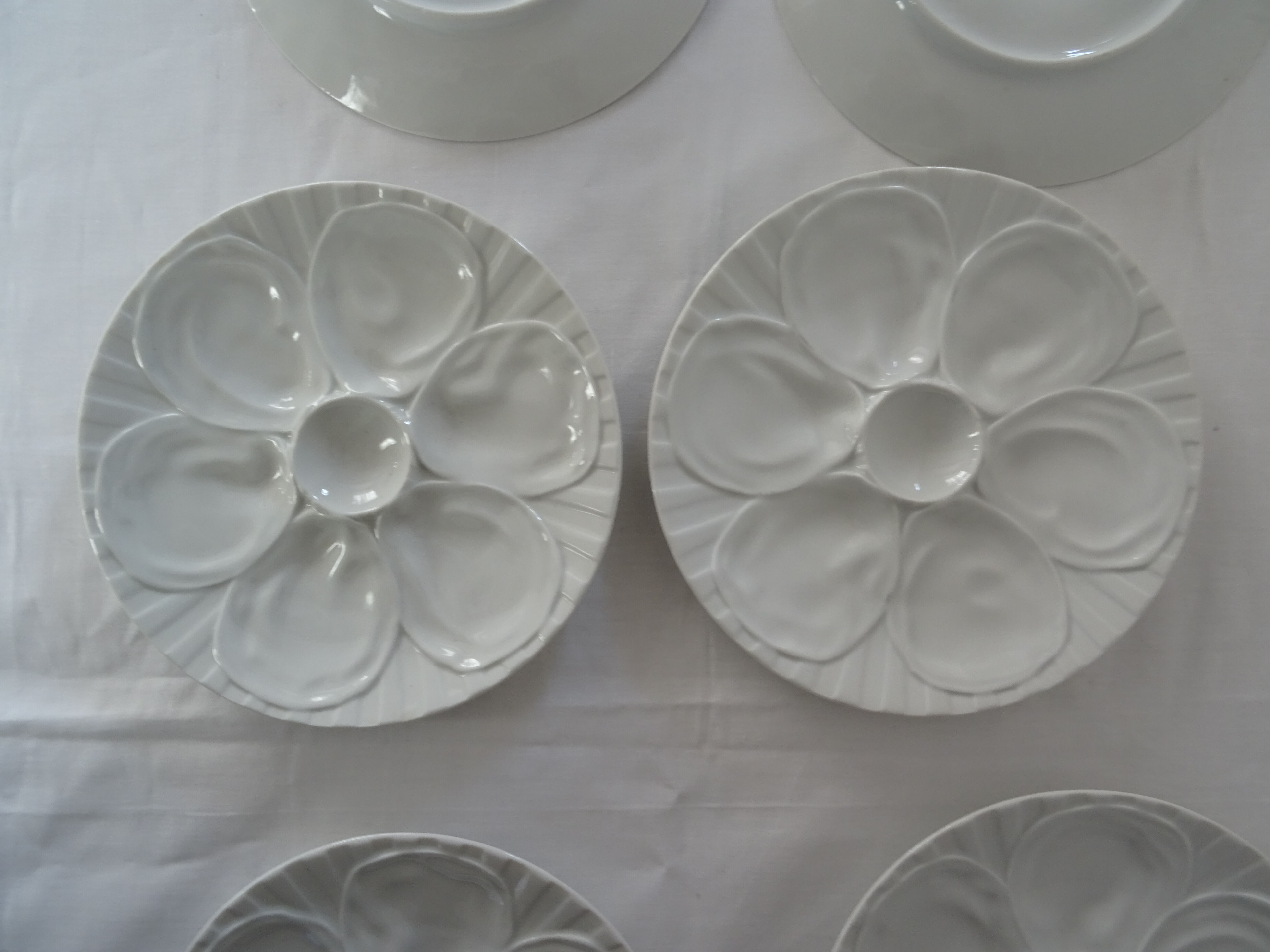6 white oyster plates 470112 Charles Pillivuyt antique porcelain