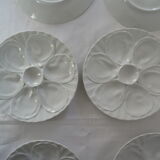 6 assiettes à huitres blanches  470112 Charles Pillivuyt porcelaine ancienne