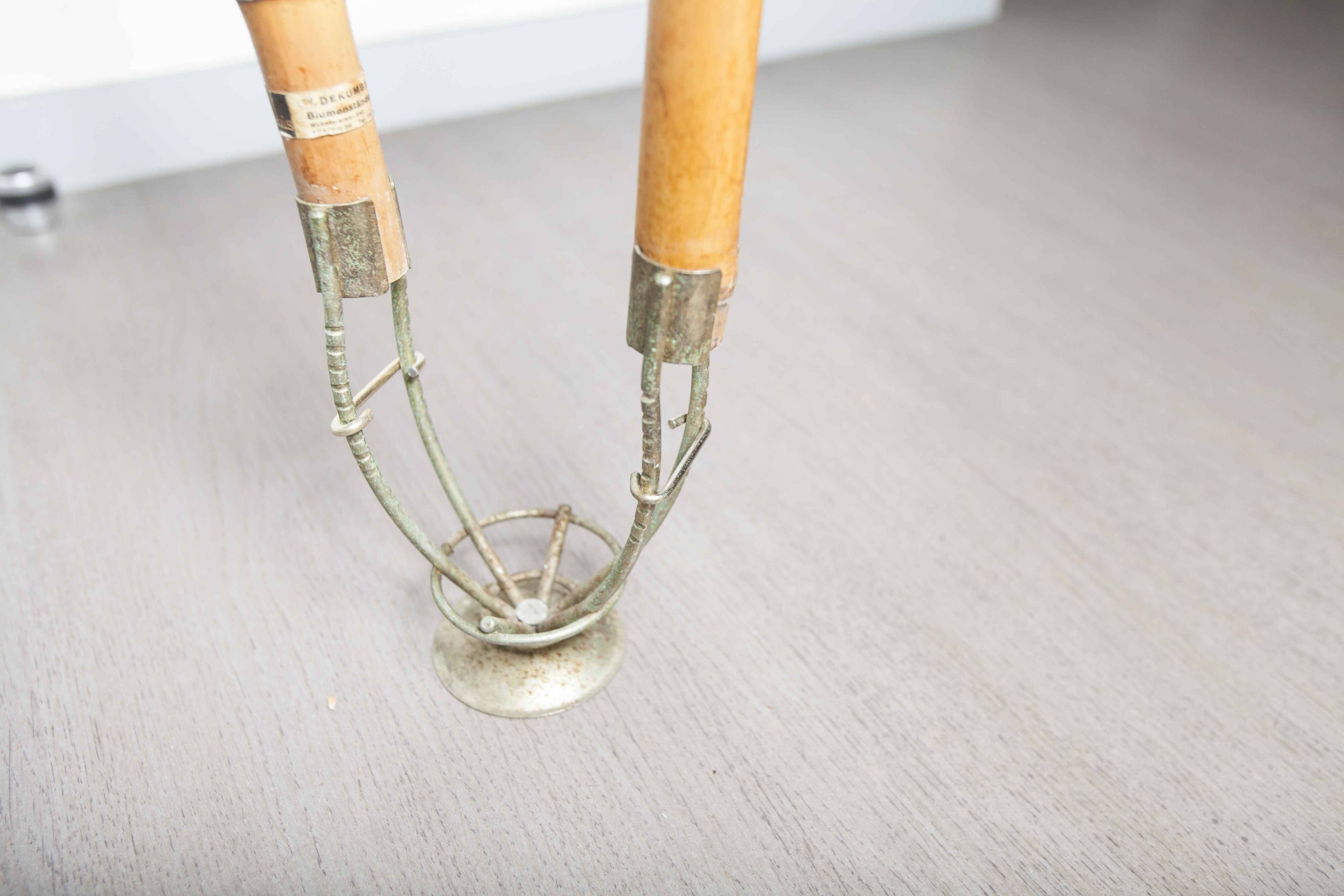 Indoor rotating plant holder 1960 bamboo and brass