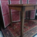 Old small farmhouse table with drawer, 6 place settings