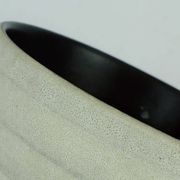 Mid century flowerpot planter u-keramik stripe pattern shades of gray and black 50s 60s