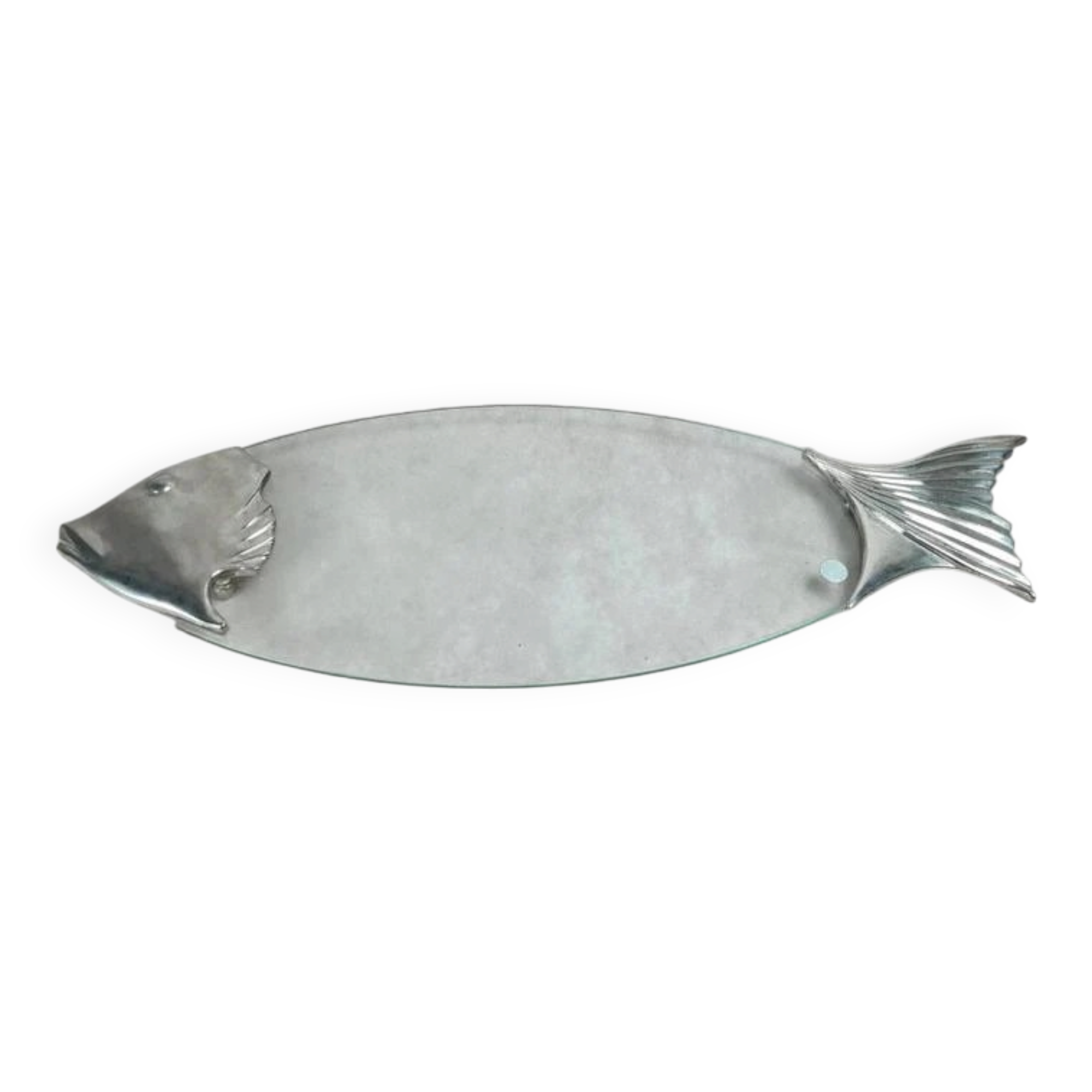 Glass and silver-plated fish trivet